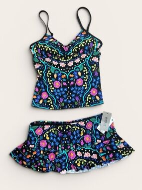 NWT Kenneth Cole Garden Groove Tankini and Swim Skirt Set Sz S